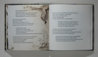 Page spread from The Frogs Who Wished A King by Aesop, versified by Clara Dotty Bates.