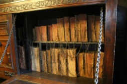 Chained books at Chetham's Library in Manchester, England where I was a keynote speaker at a letterpress conference.
